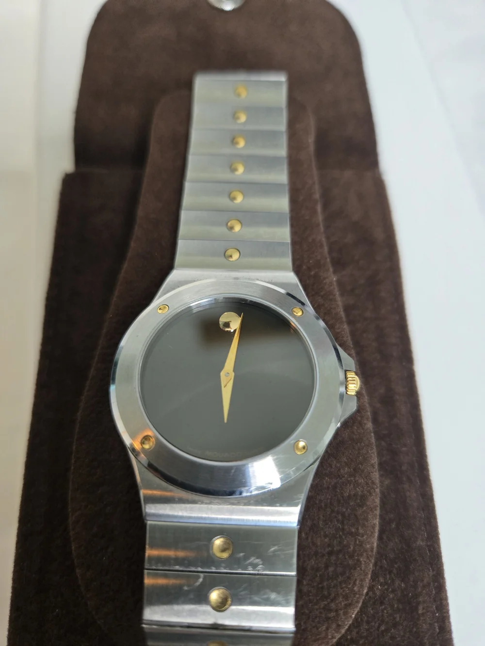 Vintage Movado Museum Watch Two Tone Gold Silver Swiss Made Minimalist Mens